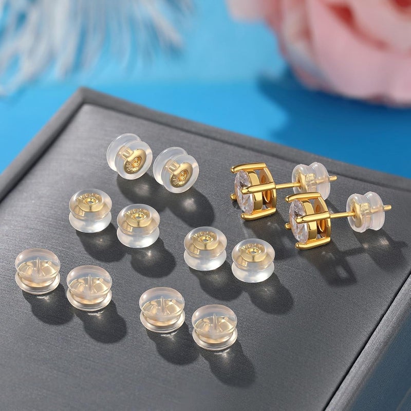 Formulen Silicone Earring Backs,18K Gold Locking Secure Earring Backs for Studs/Droopy Ears, No-Irritate Hypoallergenice Backings for Women Men (Gold) - Image 2